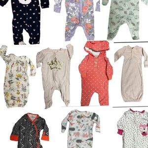 Girls newborn - 3 months 10 sleeper bundle!  Fleece / cotton